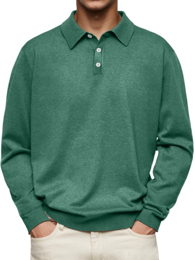 ❄️Winter Sales 70%OFF🔥Men's Casual and Comfortable Solid Color Lapel Long Sleeve POLO Shirt