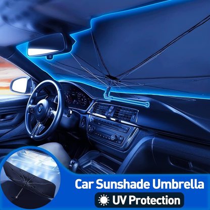 Car Windshield Sun Shade Umbrella - Foldable Car Umbrella Sunshade Cover UV Block Car Front Window (Heat Insulation Protection) for Auto Windshield Covers Most Cars-PLAWLTD