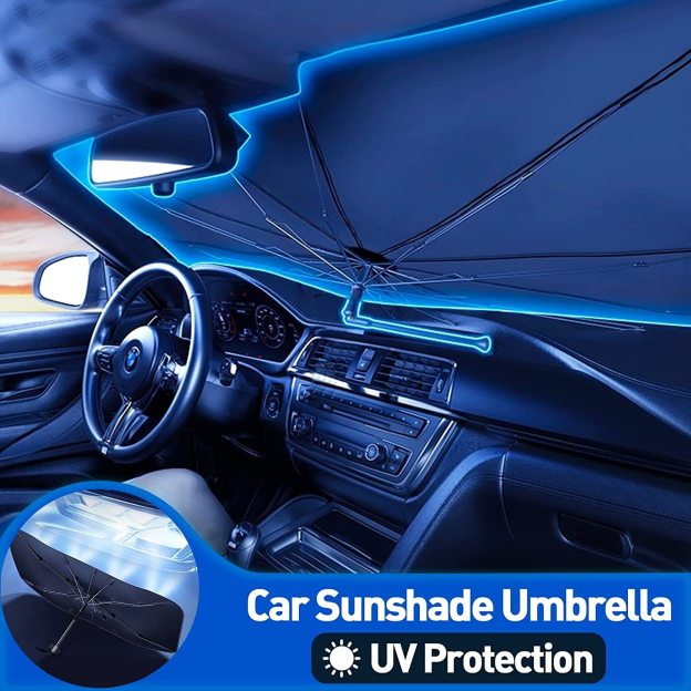 Car Windshield Sun Shade Umbrella - Foldable Car Umbrella Sunshade Cover UV Block Car Front Window (Heat Insulation Protection) for Auto Windshield Covers Most Cars-PLAWLTD