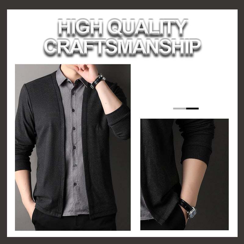 🔥Men's fake two-piece shirt collar knitted cardigan! 👔✨58% OFF!-PLAWLTD