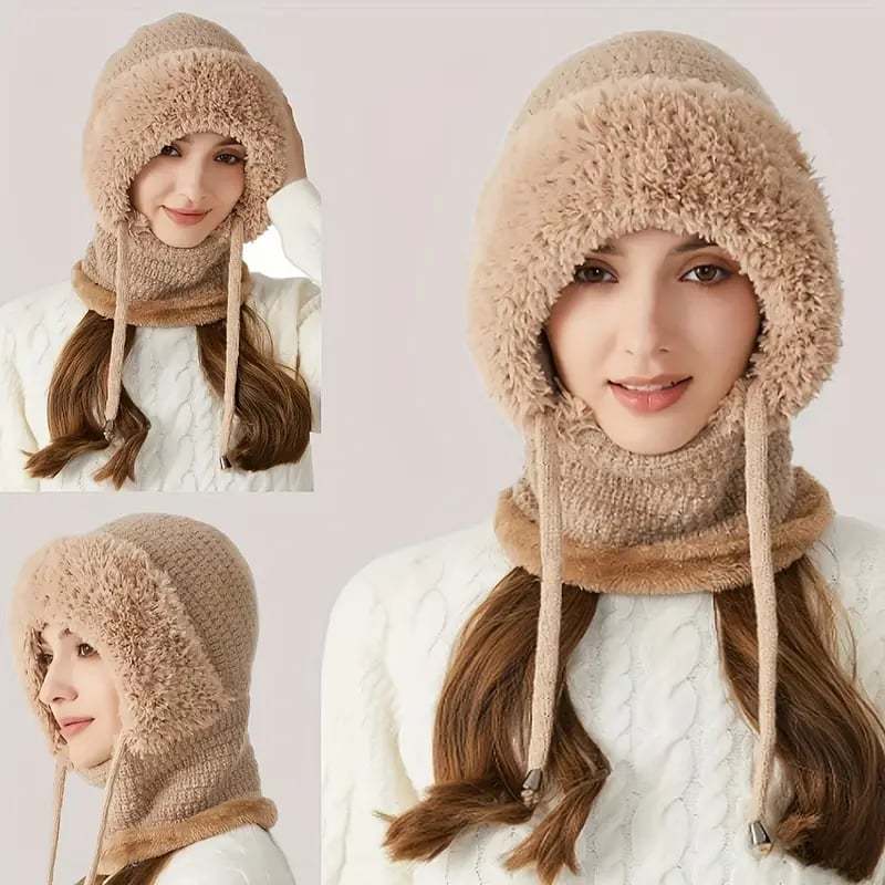 🧣3-in-1 Women's Beanie Hat with Scarf & Mask – Cozy Winter Essential