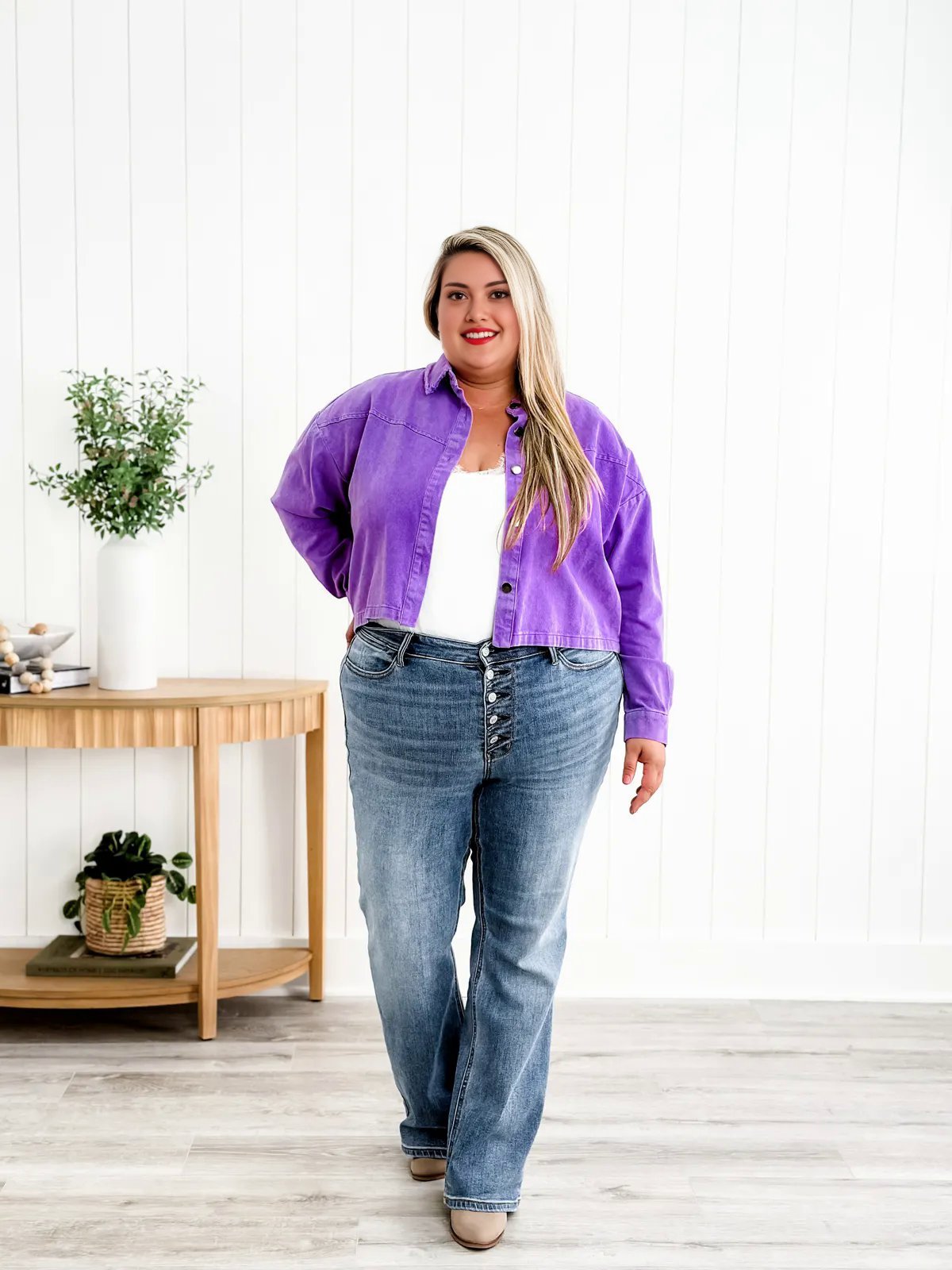 🔥HOT SALE-Mid Rise Button Fly Bootcut Jeans（Suitable for all body types）