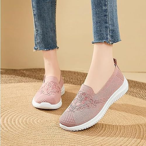 🔥Last Day 60% OFF-Women's Knitted Embroidery Casual Walking Sneakers,Lightweight Breathable Mesh Slip On Orthopedic Soft Sole Shoes (Buy 2 Free Shipping)-PLAWLTD