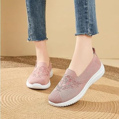 🔥Last Day 60% OFF-Women's Knitted Embroidery Casual Walking Sneakers,Lightweight Breathable Mesh Slip On Orthopedic Soft Sole Shoes (Buy 2 Free Shipping)-PLAWLTD