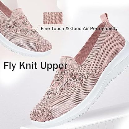 🔥Last Day 60% OFF-Women's Knitted Embroidery Casual Walking Sneakers,Lightweight Breathable Mesh Slip On Orthopedic Soft Sole Shoes (Buy 2 Free Shipping)-PLAWLTD