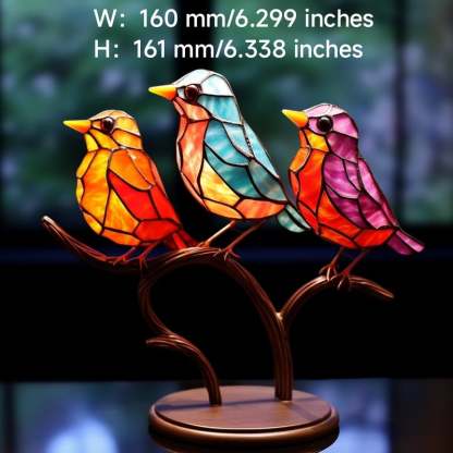 🎉49% OFF ! 🌈Stained Glass Birds on Branch Desktop Ornaments 🕊️✨-PLAWLTD