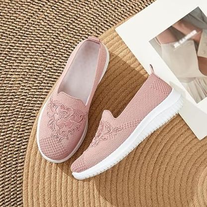 🔥Last Day 60% OFF-Women's Knitted Embroidery Casual Walking Sneakers,Lightweight Breathable Mesh Slip On Orthopedic Soft Sole Shoes (Buy 2 Free Shipping)-PLAWLTD