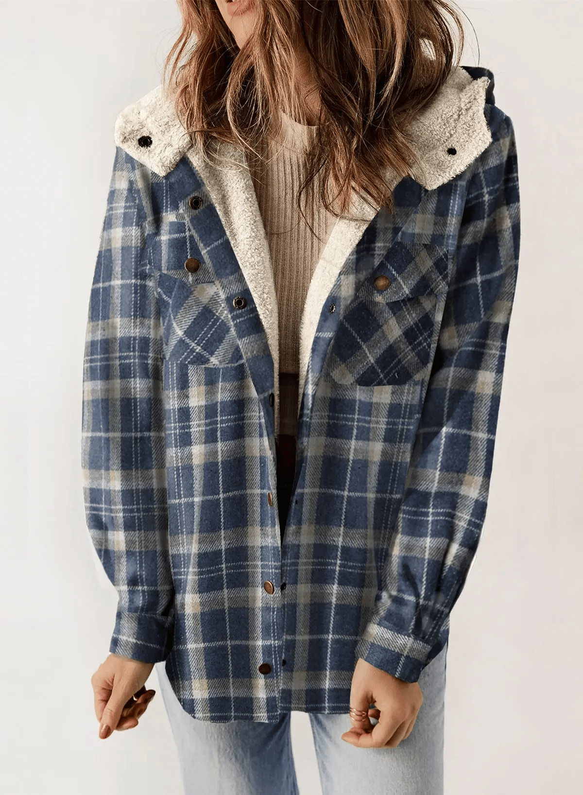 🔥Plaid Hooded Thick Plus Fleece Warm Jacket Coat (Buy 2 Free Shipping)