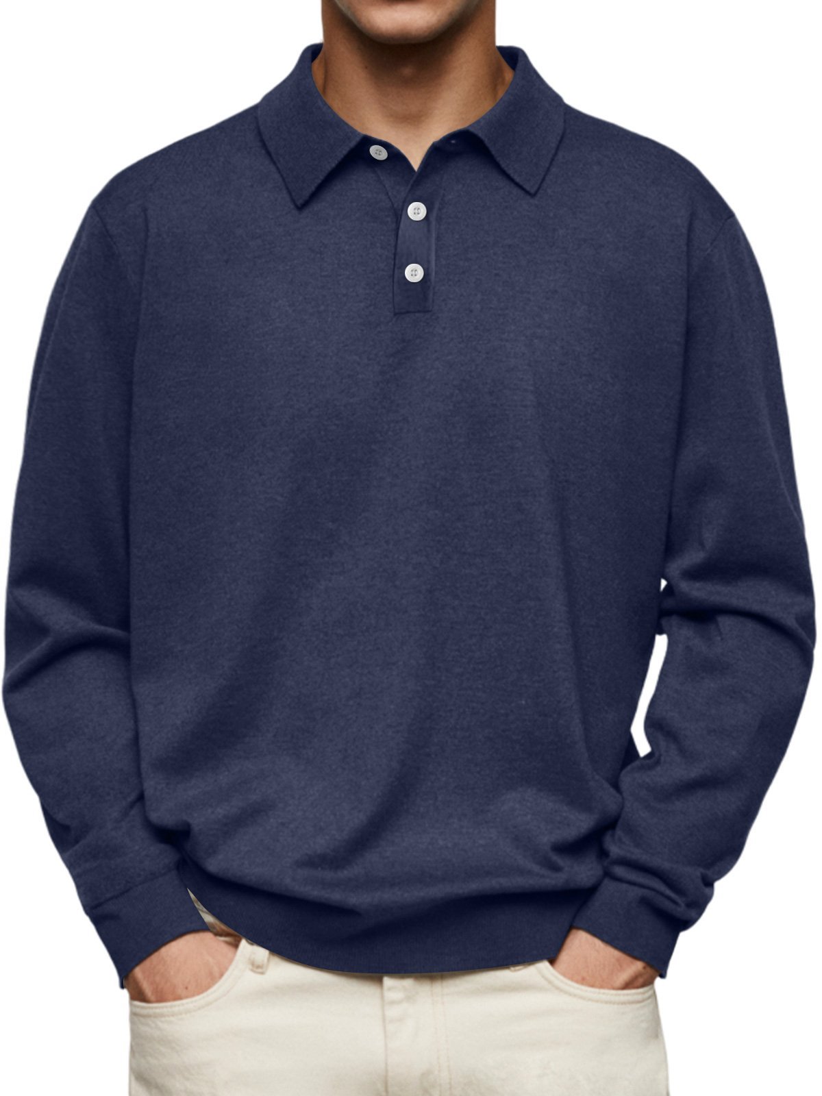 ❄️Winter Sales 70%OFF🔥Men's Casual and Comfortable Solid Color Lapel Long Sleeve POLO Shirt