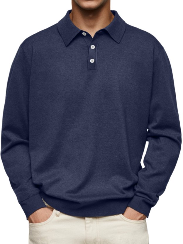 ❄️Winter Sales 70%OFF🔥Men's Casual and Comfortable Solid Color Lapel Long Sleeve POLO Shirt