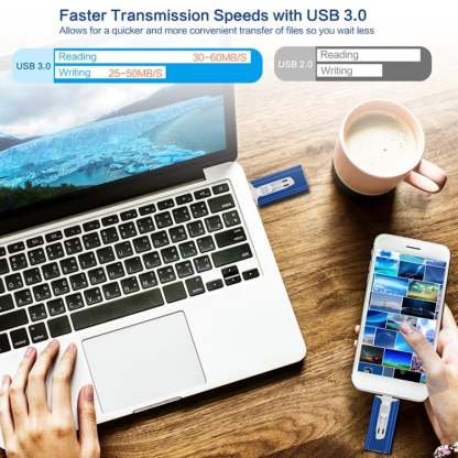 32~256GB Micro USB + 8 Pin + USB 3.0 4 in 1 Mobile Phone Computer U-Disk-PLAWLTD