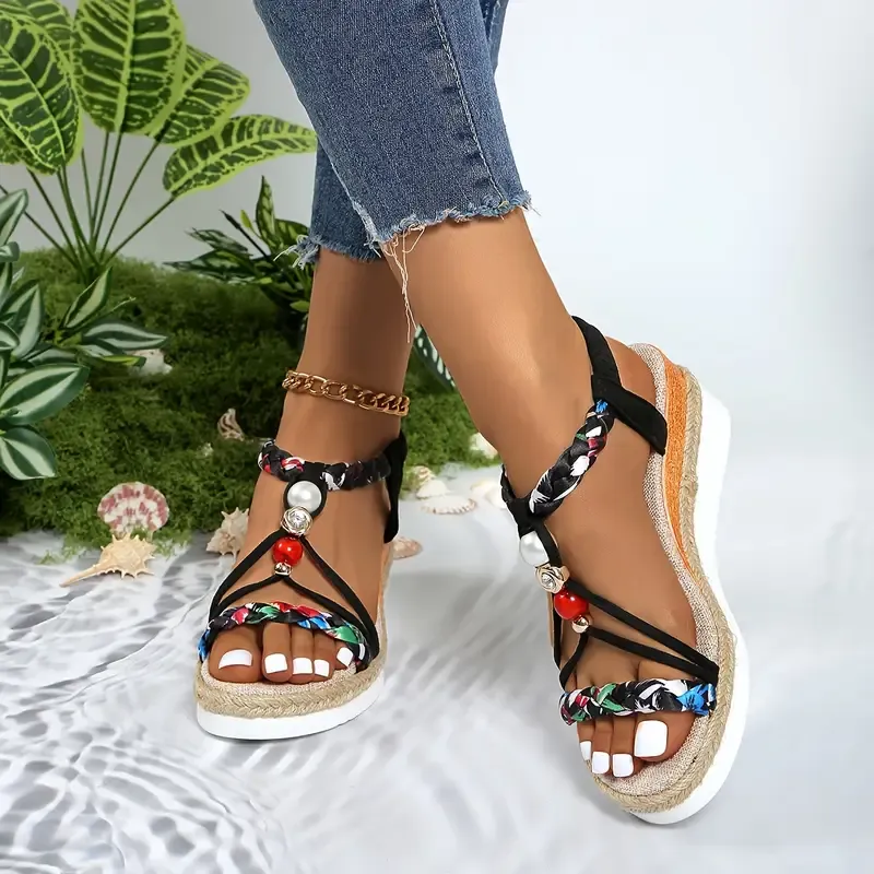 🔥🔥Last Day Promotion 50% OFF🔥Bohemian Wedge Heeled Women's Sandals-PLAWLTD