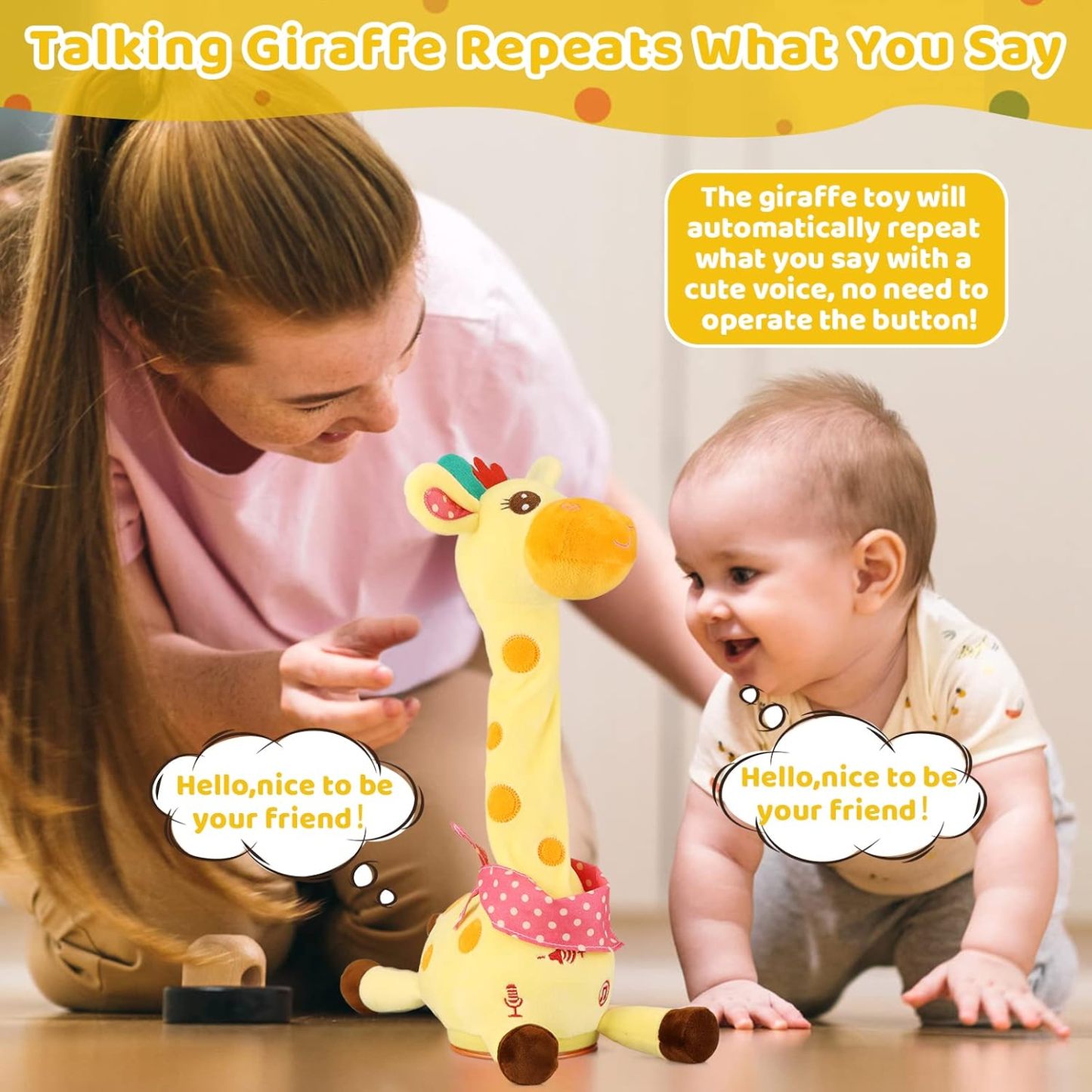 🎉 Best-Selling Musical Giraffe Toy – Sings, Dances & Repeats What You Say! 🦒🎵🗣️-PLAWLTD
