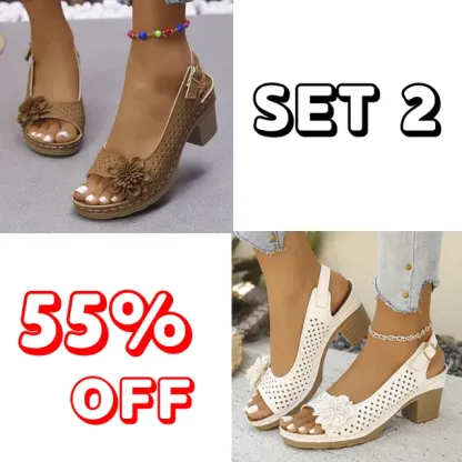🔥Best Seller-Last Day Sale 60% OFF🔥 Buckled Square Heel Sandals for Women
