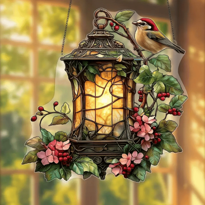 🕯️🐦Lantern Robin Stained Art Ornament (8 inches)-PLAWLTD