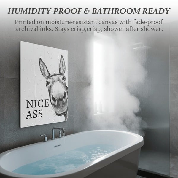 🐴The "Nice Ass" Cheeky Donkey Bathroom Canvas Art Hidden Humour for Pure Joy