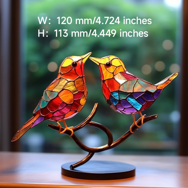 🎉49% OFF ! 🌈Stained Glass Birds on Branch Desktop Ornaments 🕊️✨-PLAWLTD