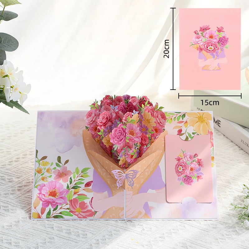 🌸3D Flower Bouquet Pop-Up Card – Gift & Keepsake in One