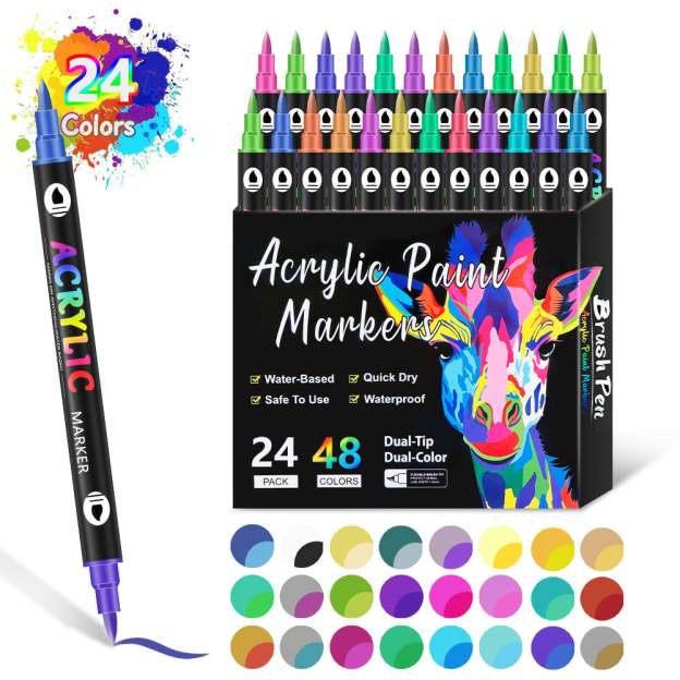 🔥Last Day Promotion-49%OFF - Dual Tip Acrylic Paint Pen Marker - 24/48/72 Colours-PLAWLTD