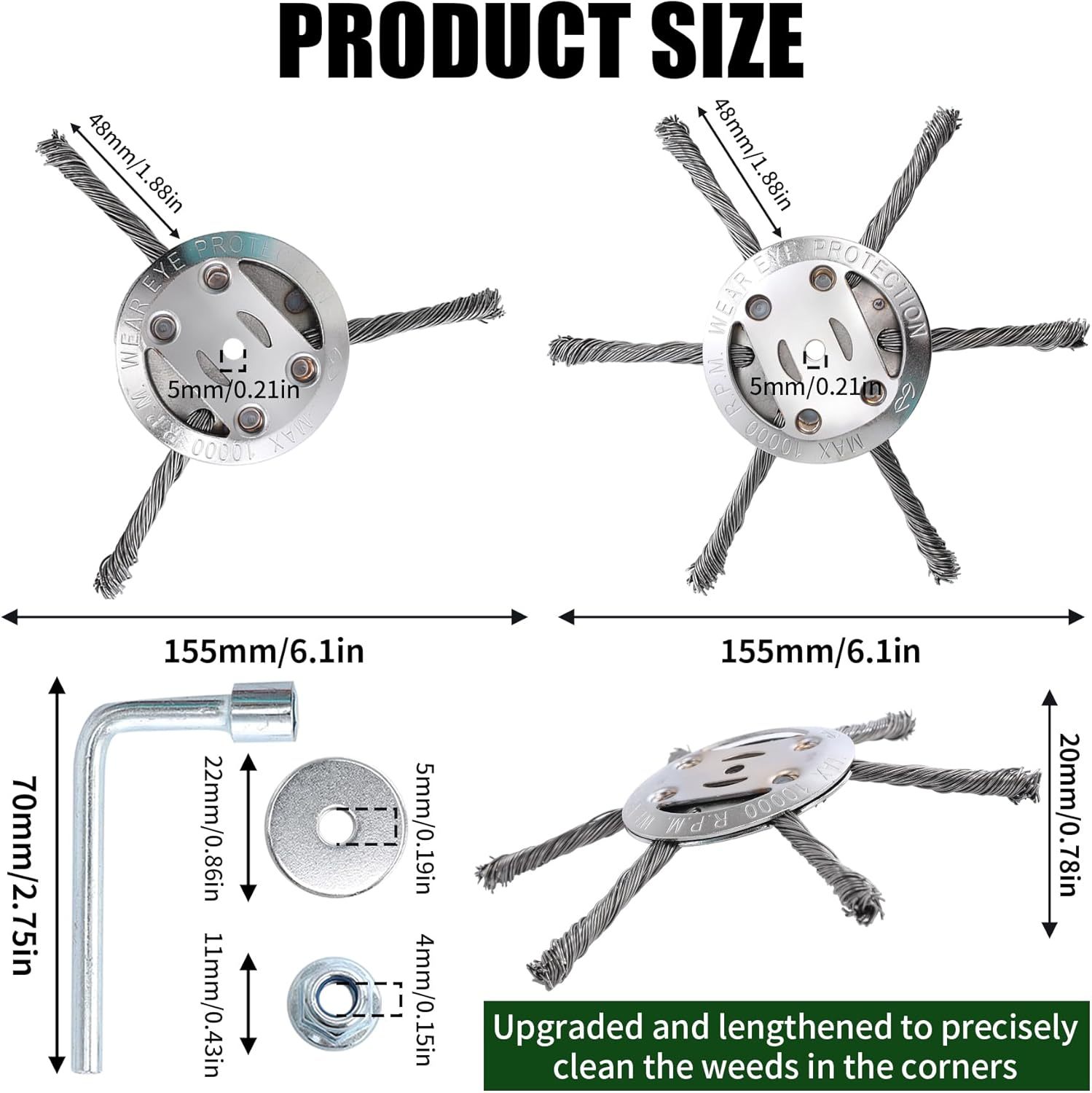 🔧 6" Steel Wire Brush Trimmer Head-PLAWLTD