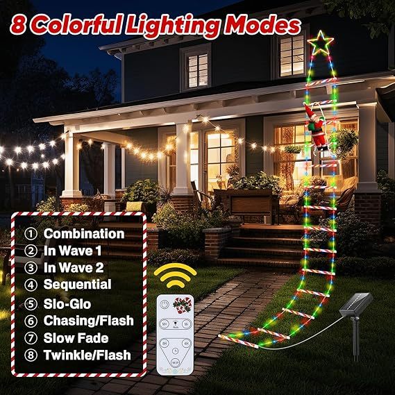 🎅🎄Christmas Decorative Ladder Lights with Climbing Santa Claus