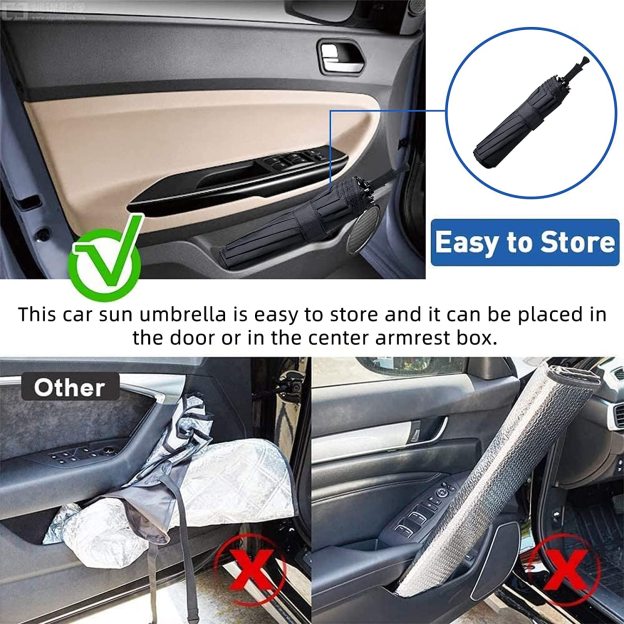 Car Windshield Sun Shade Umbrella - Foldable Car Umbrella Sunshade Cover UV Block Car Front Window (Heat Insulation Protection) for Auto Windshield Covers Most Cars-PLAWLTD