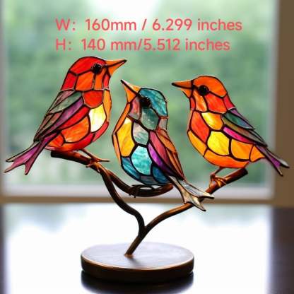 🎉49% OFF ! 🌈Stained Glass Birds on Branch Desktop Ornaments 🕊️✨-PLAWLTD
