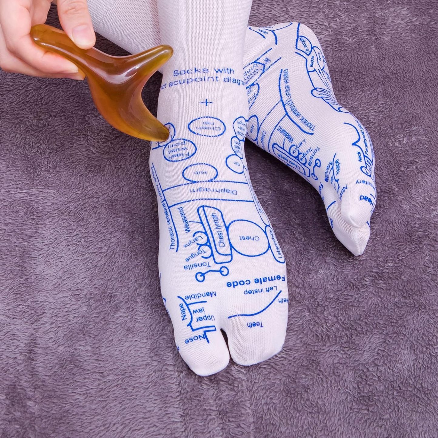 Reflexology Chart Socks with Trigger Point Massage Tool-PLAWLTD