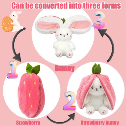 🍓Strawberry Bunny Transformed into Little Rabbit🐰Fruit Doll Plush Toy