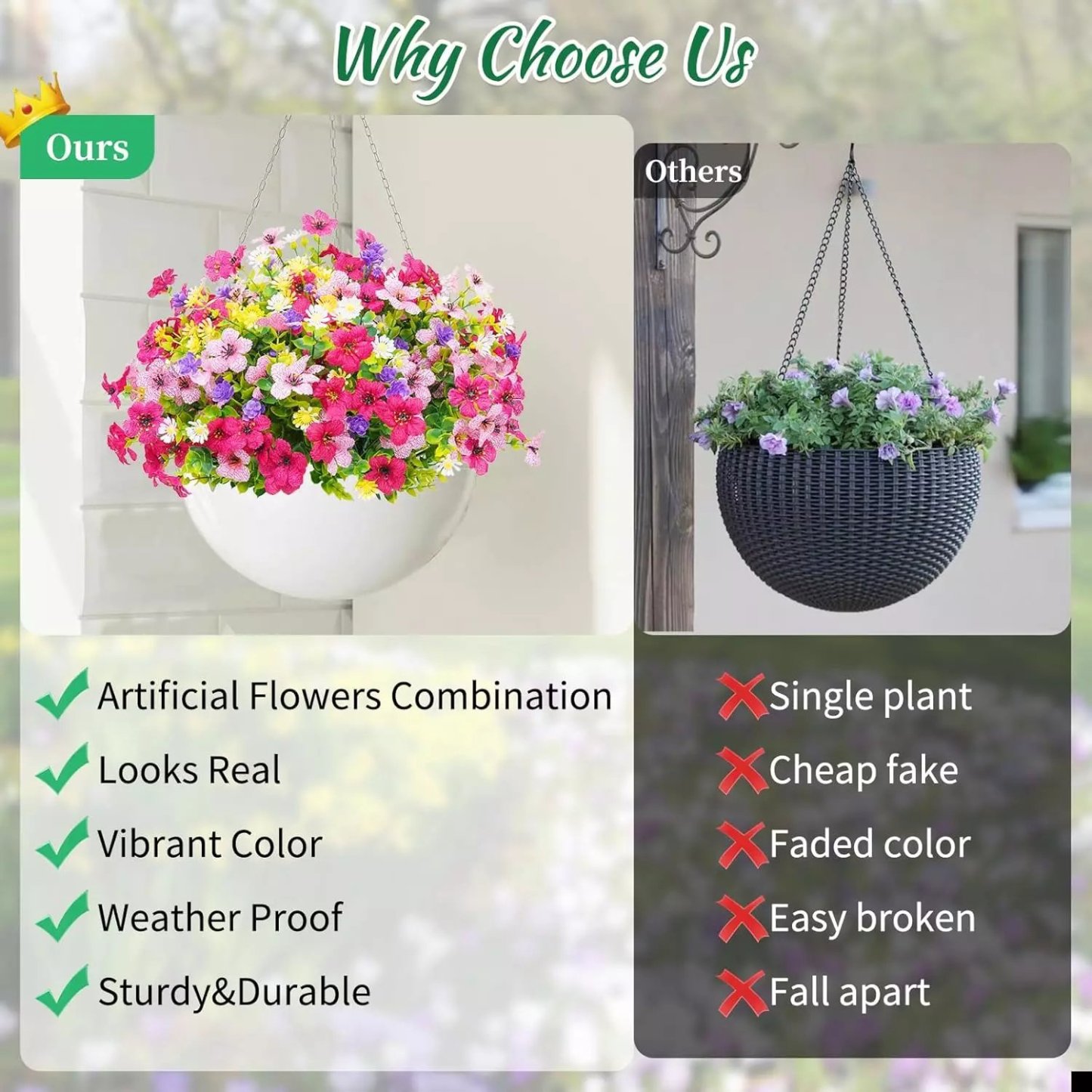 Rain & Sun Proof British Blooms - UV GuardTM Fade-Free Colourful Artificial Flower-PLAWLTD