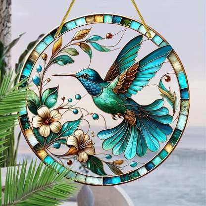Hummingbird Floral Hanging Ornament (8 inches)-PLAWLTD