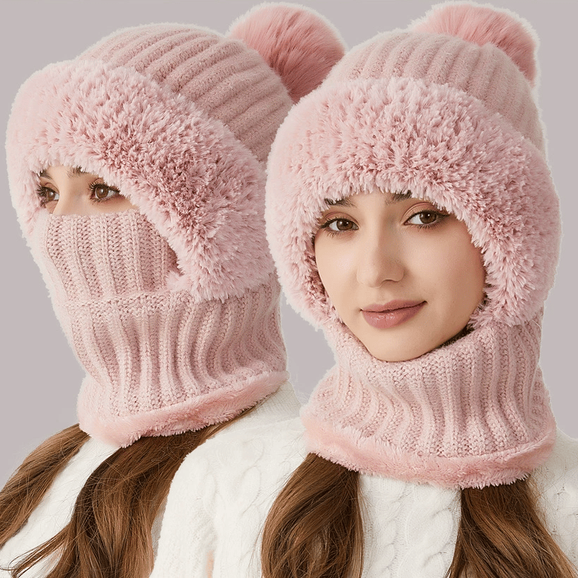 🧣3-in-1 Women's Beanie Hat with Scarf & Mask – Cozy Winter Essential