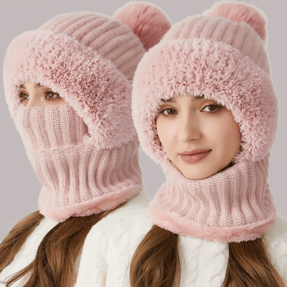 🧣3-in-1 Women's Beanie Hat with Scarf & Mask – Cozy Winter Essential