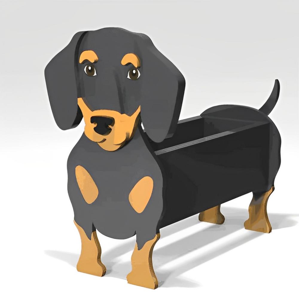 Black and Brown Dachshund Planter-PLAWLTD