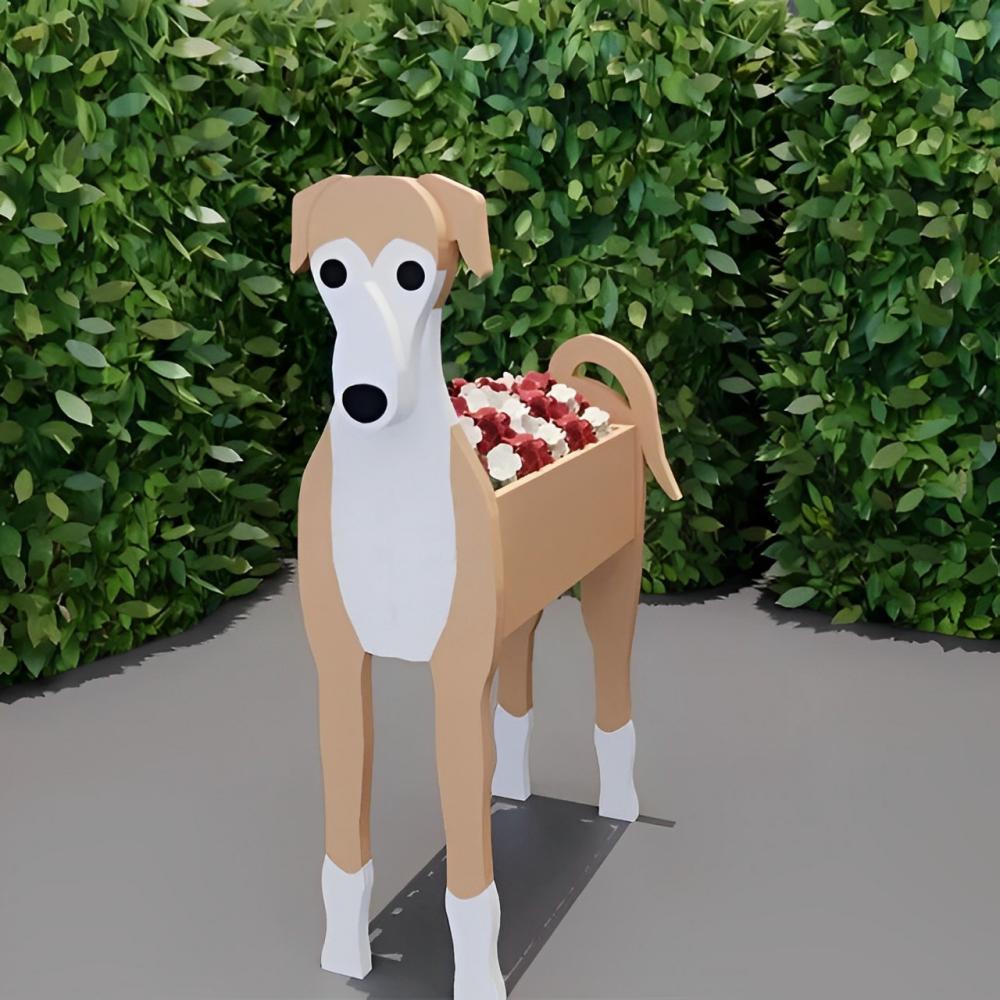 Brown Grey hound Dog Planter-PLAWLTD