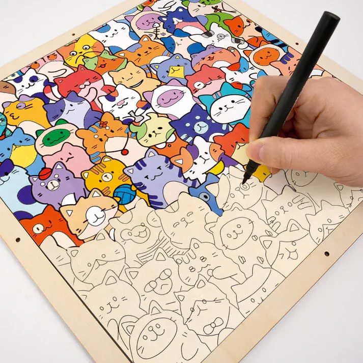 🐱Little Kitties - Wooden Coloring Puzzle