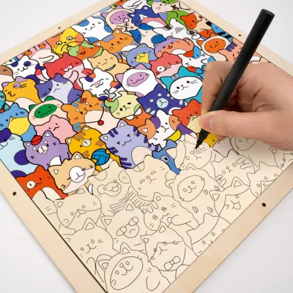 🐱Little Kitties - Wooden Coloring Puzzle