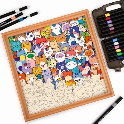 🐱Little Kitties - Wooden Coloring Puzzle