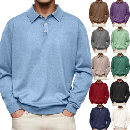 ❄️Winter Sales 70%OFF🔥Men's Casual and Comfortable Solid Color Lapel Long Sleeve POLO Shirt
