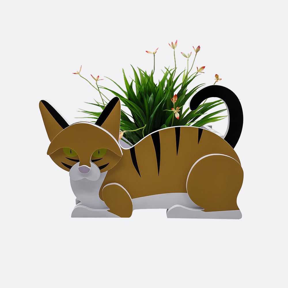 Orange White Cat Planter-PLAWLTD