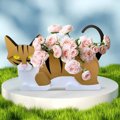 Orange White Cat Planter-PLAWLTD