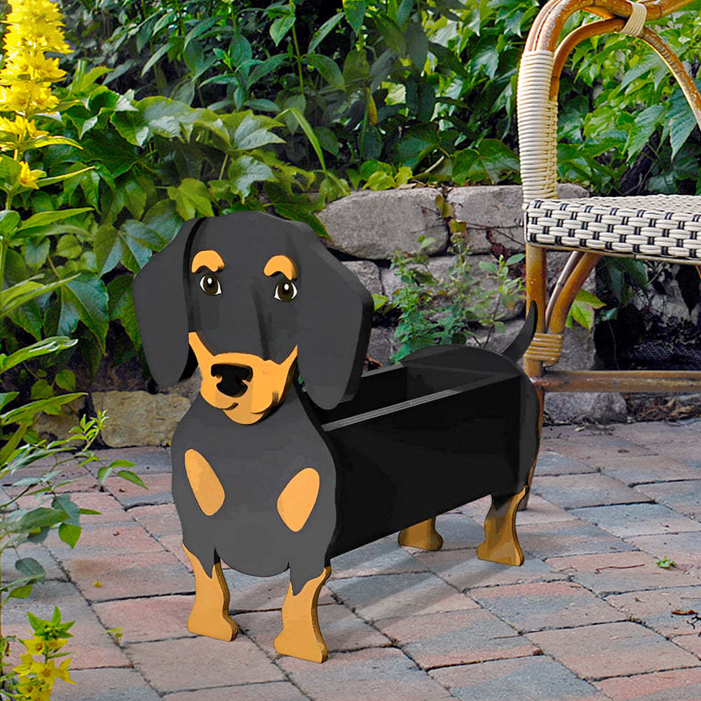 Black and Brown Dachshund Planter-PLAWLTD