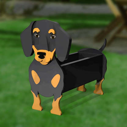 Black and Brown Dachshund Planter-PLAWLTD