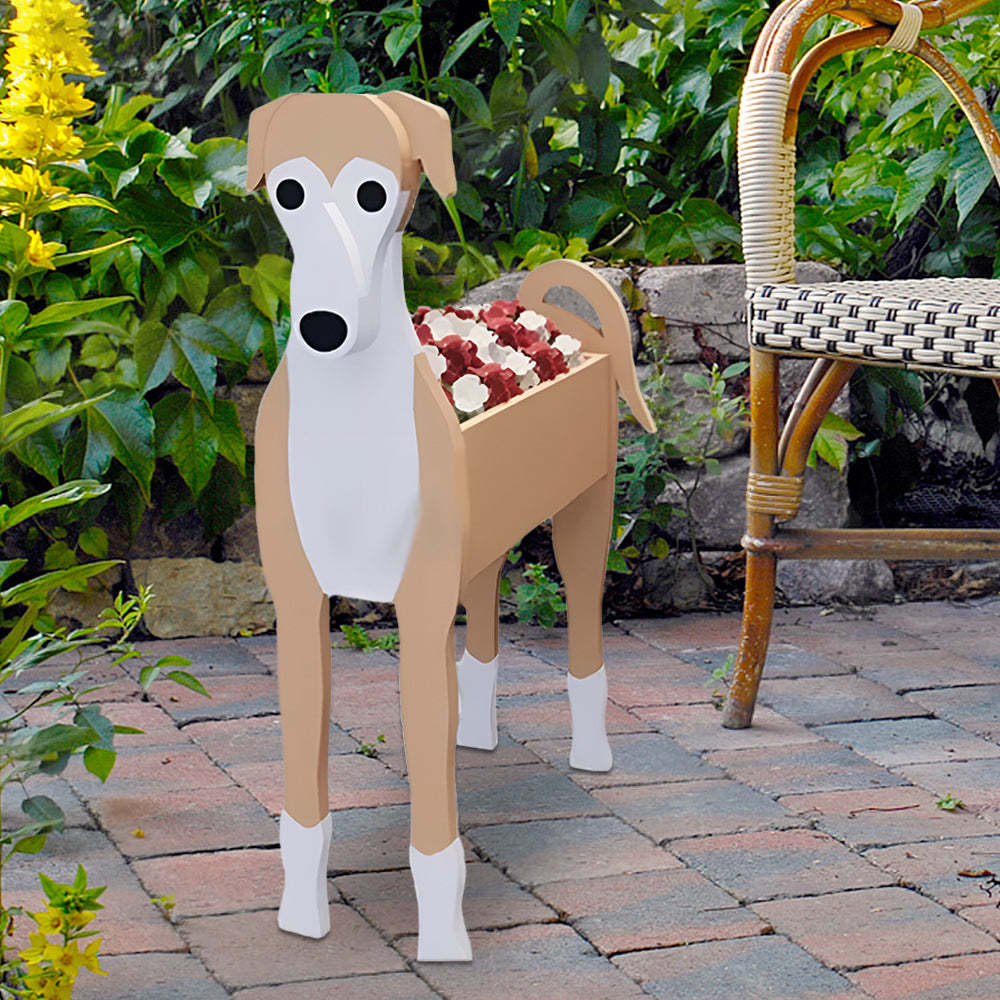 Brown Grey hound Dog Planter-PLAWLTD