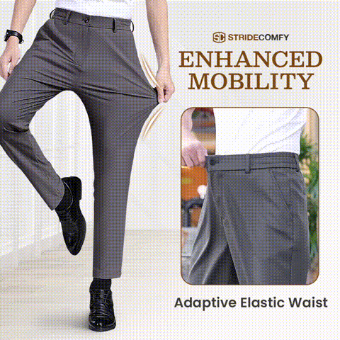 Men's Stretch Khaki Pants with Elastic Waistband-PLAWLTD