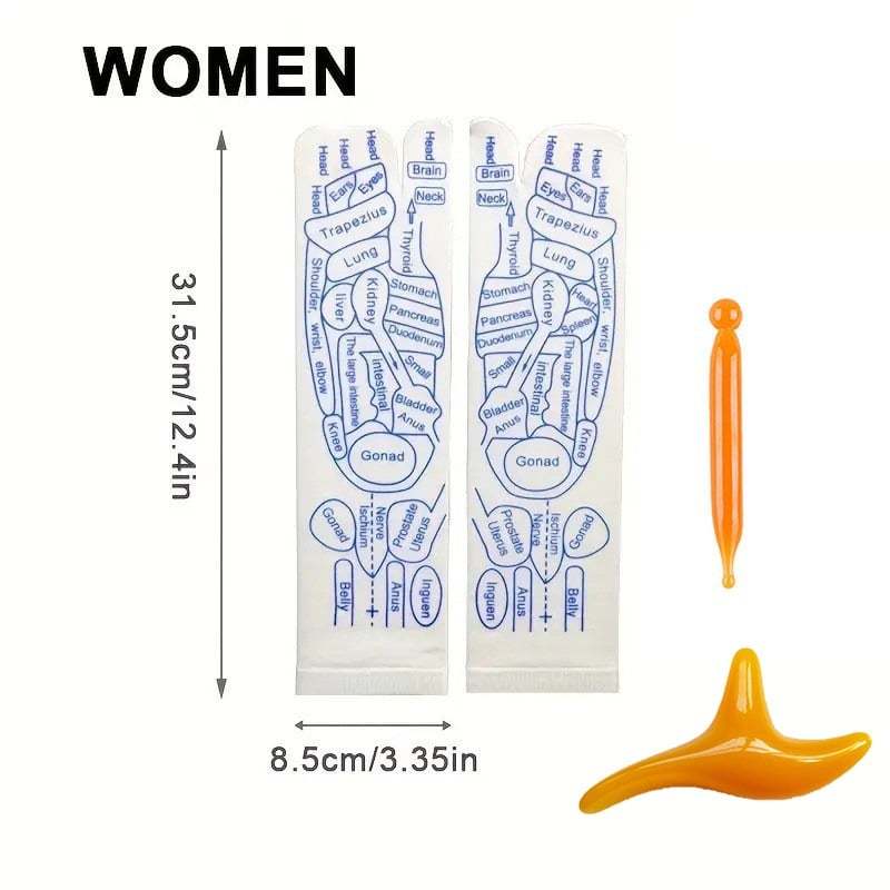 Reflexology Chart Socks with Trigger Point Massage Tool-PLAWLTD