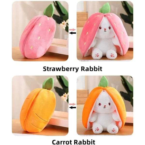 🍓Strawberry Bunny Transformed into Little Rabbit🐰Fruit Doll Plush Toy