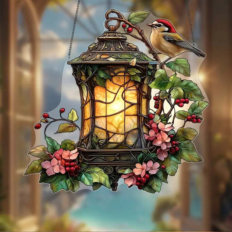 🕯️🐦Lantern Robin Stained Art Ornament (8 inches)-PLAWLTD