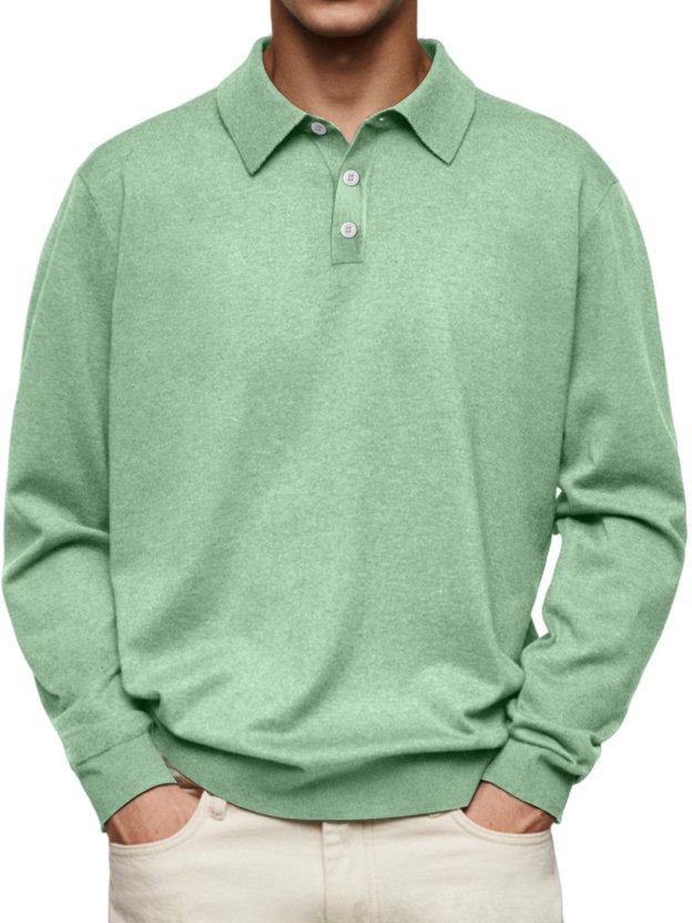 ❄️Winter Sales 70%OFF🔥Men's Casual and Comfortable Solid Color Lapel Long Sleeve POLO Shirt