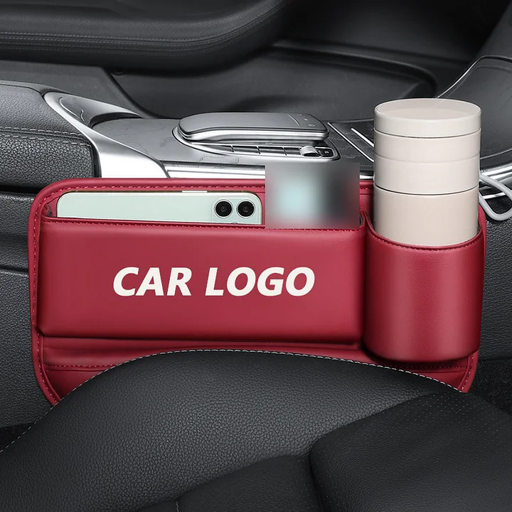 ✨Hot Selling Products of 2025🔥Exclusive Logo Leather Car Seat Storage Box With Water Cup Holder